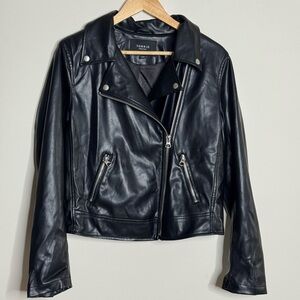 torrid Black Faux Leather Moto Jacket with Silver Zippers